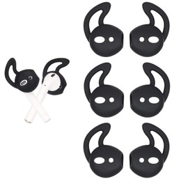 BLLQ Air Pods Earbuds Hook Covers - Anti-Slip Silicone Ear Tips Compatible with Air Pods 2 & 1, 3 Pairs Black