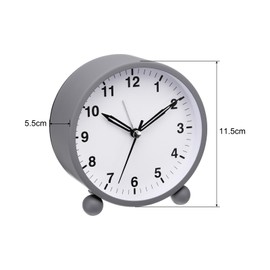 uxcell Metal Quartz Alarm Clock, Gray Alarm Clocks for Bedrooms, Adjustable Volume, Dimmable, Snooze, 12/24H