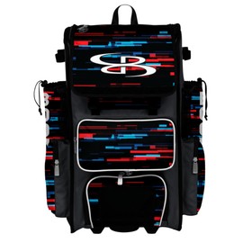 Boombah Superpack Hybrid Rolling Bat Bag - Wheeled & Backpack Version - USA Rush Black/Charcoal/White