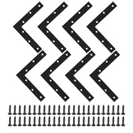 SAYAYO Flat L Shape Repair Mending Plate Joint Bracket Support Brace 150mm x 150mm, Stainless Steel Angle Corner Brackets Matte Black, 8 Pack