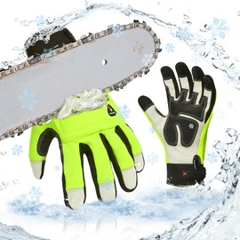 Vgo... 1 Pair Chainsaw Winter Gloves, Safety Cowhide Work Gloves, Mechanic's Gloves, 12-Layer Chainsaw Protection 0℃/32°F (CA9760FLWP)