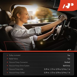 A-Premium Vacuum Pump Compatible with Ford F-250 1996, F-350 1996-1997, E-350/E-450/E-550/Econoline/F Super Duty, F-250/F-350/F-450/F-550 Super Duty, F-250 HD, E-350 Econoline Club Wagon