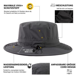 TOP-EX XL/XXL Unisex Sun Hat Bucket Hat Waterproof Sun Protection Hat Foldable, 95589_Grey