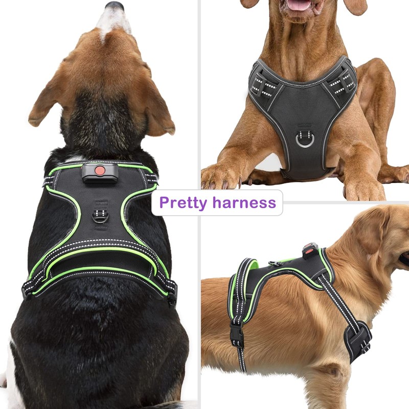 Vizbrite Rechargeable LED Dog Harness - No Pull, 4 Point