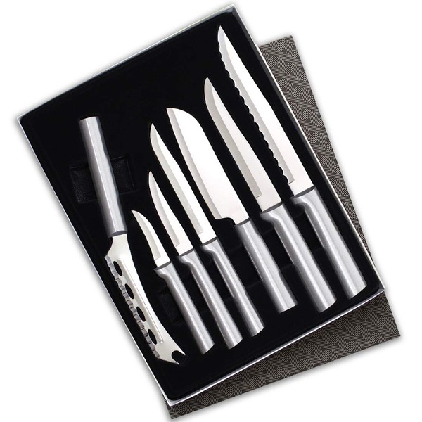 Rada Cutlery Knives Gift Set Stainless Steel Blades and Aluminum, Set of 7, 11 3/4 Inches, Silver Handle