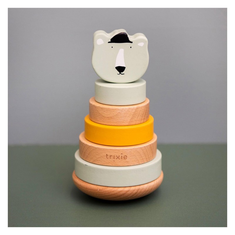 Trixie Stacking Tower with Wooden Rings Mr. Polar Bear Mint