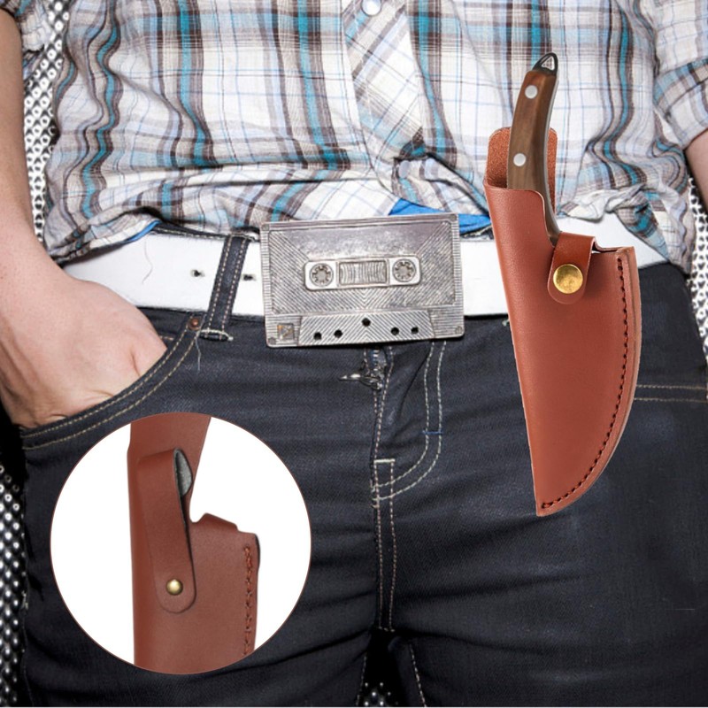 RGEVGER Leather Sheath, PU Leather Blade Protector With Snap Closure,