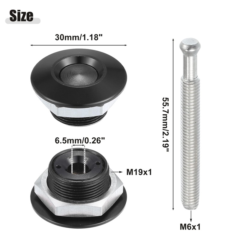 X AUTOHAUX Black Bumper Aluminum Alloy Hood Pin Lock Push