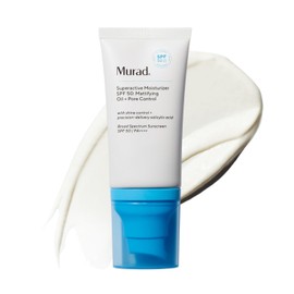 Murad Aceite matificante superactivo y hidratante para control de poros SPF 50 – Protector solar facial hidratante sin brillo sobrealimentado con ácido salicílico para suavizar la textura y minimizar el aspecto de los poros – 1.7 onzas líquidas