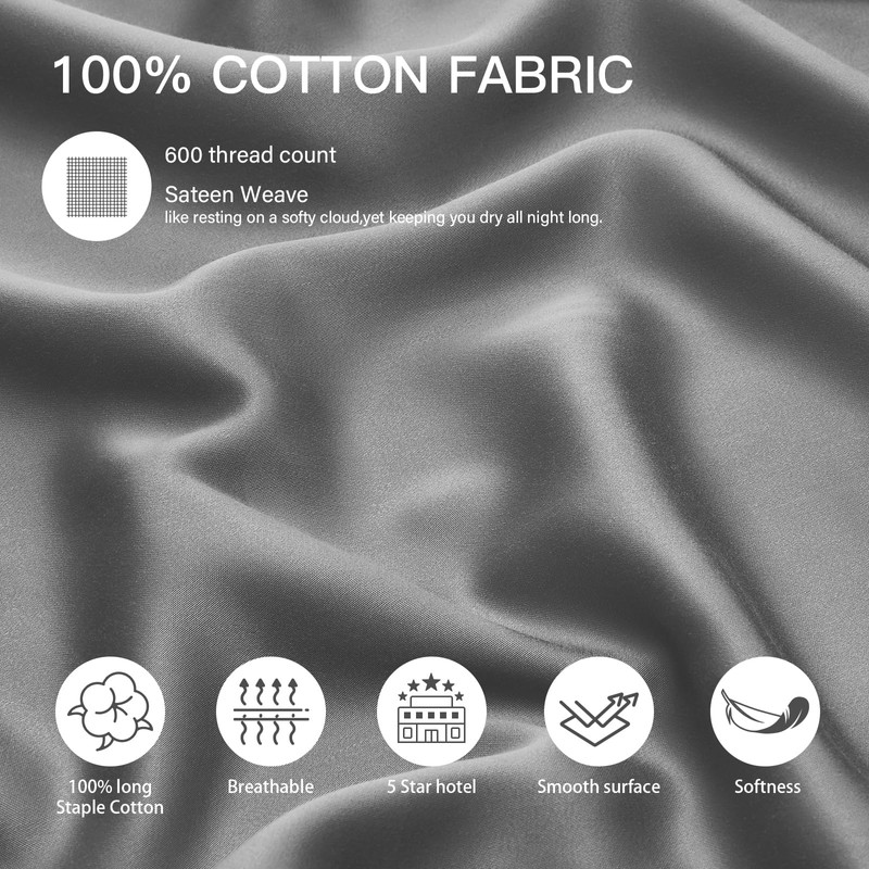 600 Thread Count Cotton Body Pillowcase, Deep Dream 20x54 Body