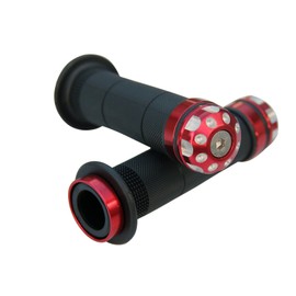 MotorToGo Red CNC Aluminum 7/8" Handlebar Bar Gel Rubber Grips with CNC Bar-End Cap for 2015 Honda Grom 125
