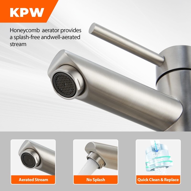 Brushed Nickel Bathroom Sink Faucets Single Hole Single Handle Stainless