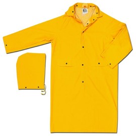 MCR Safety 230CXL 49-Inch Classic Industry Standard PVC/Polyester Knee Length Coat with Detachable Hood, Yellow, X-Large