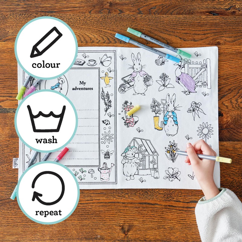 eatsleepdoodle Peter Rabbit™ and Friends Colouring Placemat for Kids w/10pk