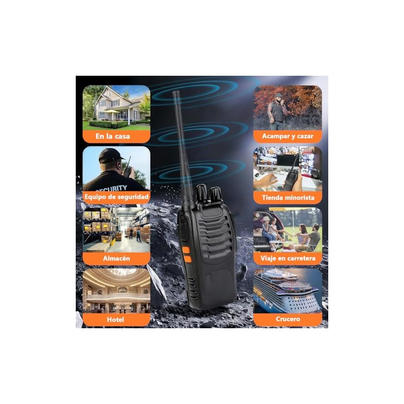 Radios de Comunicación Inalámbricos,Walkie-Talkies Inalámbricos 16 Canales,Walkie-Talkies con Micrófono,Intercomunicador Profesional