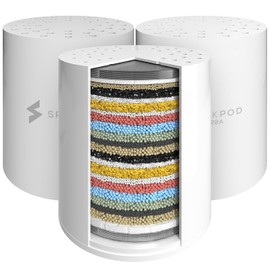 SparkPod High Output Shower Filter Cartridge- Suitable for People with Sensitive and Dry Skin and Scalp, Filters Chlorine and Impurities | 1-min install (Standard, 3 pc)