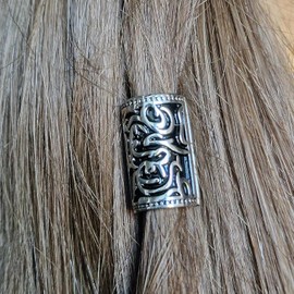 VALHALLA Hair Beads Opener, Viking Beard Bead 316L Steel Silver Stainless Steel HUGE Runes