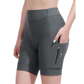 Eco-daily Women's 5"/8" Bike Shorts 4D Padded Zipper Pockets Cycling Spin Biker Shorts Mountain Biking Bicycle