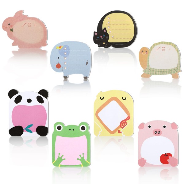 24 Pads Cute Animal Sticky Notes with 8 Cute Patterns