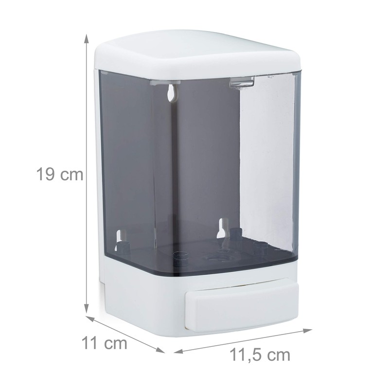 Relaxdays Wall Soap Dispenser, 1000 ml, Refillable, Bathroom & Kitchen