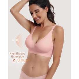 HORISUN Wirefree Bra Full Coverage Womens Seamless Bra with Support(Pink M)
