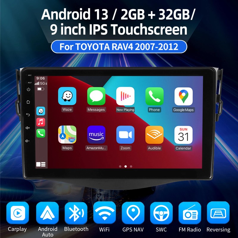 ESSGOO For Toyota RAV4 2007-2012 9" Carplay Android13 Car Stereo