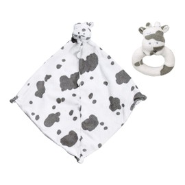 Angel Dear Cow Blankie & Ring Rattle Set.