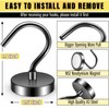FINDMAG 6 Pack Black Strong Magnetic Hooks, 40lbs+ Heavy Duty
