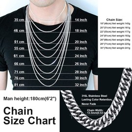 Mens Chain Necklace Cuban Chain Men Jewellery Stainless Steel Chain Silver Chain Rapper Chain Mens Gifts