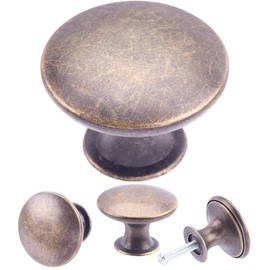 8 Pack Delicate Design Round Antique Breen Bronze Kitchen Cabinet Knobs Cupboard Door Knobs 1.18-INCH Breen Bronze Drawer Handle Pulls Dresser Knobs with 8 Pcs Screws for Bathroom Drawer Door Hardware