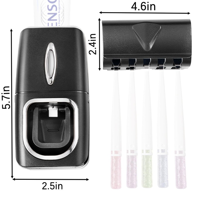 RIDGEPOLE Toothbrush Holder and Toothpaste Dispenser Set, Automatic Toothpaste Squeezer