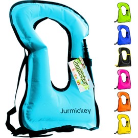 Inflatable Snorkel Vest Adults, Portable Snorkel Jacket, Buoyancy Vest for Snorkeling, Swimming, Kayaking, Boating, Safety Load Up to 220 Ibs (Blue)