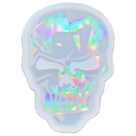 JAGTRADE Holographic Skull Jewelry Casting Mold Skull Shaped Silicone Mold Holographic Resin Mold for DIY Necklace Keychains Earring Pendant, White