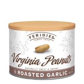 FERIDIES Roasted Garlic Virginia Peanuts Snacks Gourmet, Extra Large, 18oz Resealable Tin