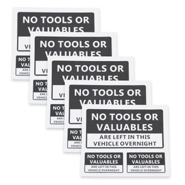 VGOL 5PCS Warning Sign No Tools Valuables Left in This Vehicle Overnight Sticker Large Sticker 185x100mm Small Sticker Car Stickers 90x50mm for Truck Car