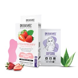 DR.RASHEL Strawberry Nose Pore Strips For Pore Cleansing, Instant And Painless Blackheads Removal | Deep Purifying Blackhead Remover Strips for Nose | 20 PCS (10 Strips & 10 Wipes)