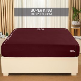 Utopia Bedding - Fitted Sheet 180 x 200 cm up to 30 cm - Burgundy Red - Brushed Microfibre Fitted Sheet - Oeko Tex Standard 100