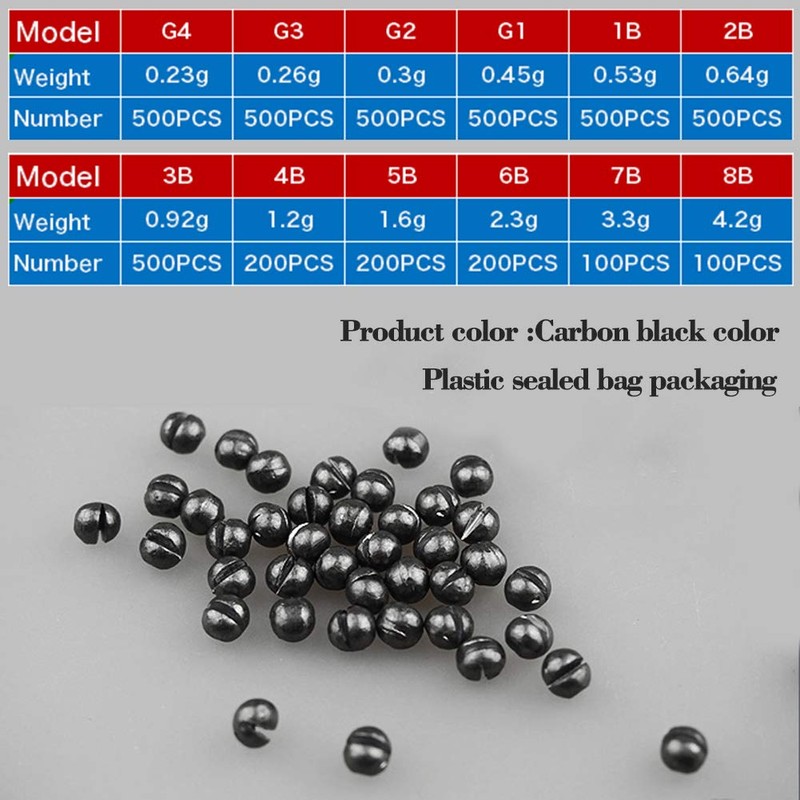 LSHEL Fishing Lead Set 0.26 g × 500 Pieces Removable