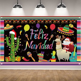 Feliz Navidad Decorations Feliz Navidad Backdrop for Photography Mexican Christmas Banner Christmas Decorations and Supplies for Home Party-71×43''