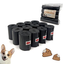 12 SET Large Dog Poop Leak Proof Bags With Dispenser and Leash Clip, Unscented, TOTAL 120 Count Piece, Suitbale for【AMBAYLOG Medium Portable Pooper Scooper】