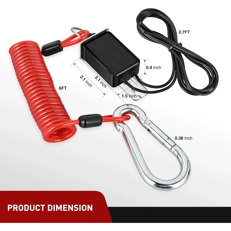 Nilight Trailer Breakaway Switch with 6FT Heavy Duty Stainless Steel