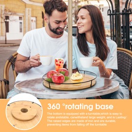 12" Lazy Susan with Umbrella Hole for Outdoor Patio Table - 360° Rotation Iron Turntable Organizer for Beach Umbrellas Patio Garden Swimming Pool