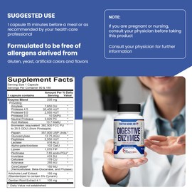 Digestive Enzymes Supplement – Designed to support Gas, Bloating & Nutrient Absorption – Full Spectrum Protease, Amylase, Lipase, Cellulase, Lactase – Vegan, Non-GMO, Gluten-Free – 90 Capsules