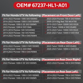 JAVIK Left LH Door Latch Compatible with Honda 2014-2024 Pioneer 500 700 1000 2009-2014 Big Red 700 2019-2023 Talon 1000R 1000X OEM# 67237-HL1-A01