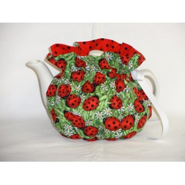 2 Cup Pretty Lady Bugs & Daisies Reversible Tea Pot Cozy