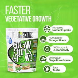 Dutch Science Nutrients Vegetative Plant Fertilizer - 100% Organic Plant Bud and Flower Fertilizer for Vegetative Stage | Our Grow Girls Grow Powder Increase Root Growth and Plant Strength | 500g