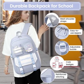 IvyH School Backpack Girls - Kids Backpack Large Capacity Daypack Waterproof School Bags Ideal for Girls Boys Ages 2-6th Grade, blue, Rucksack Backpacks