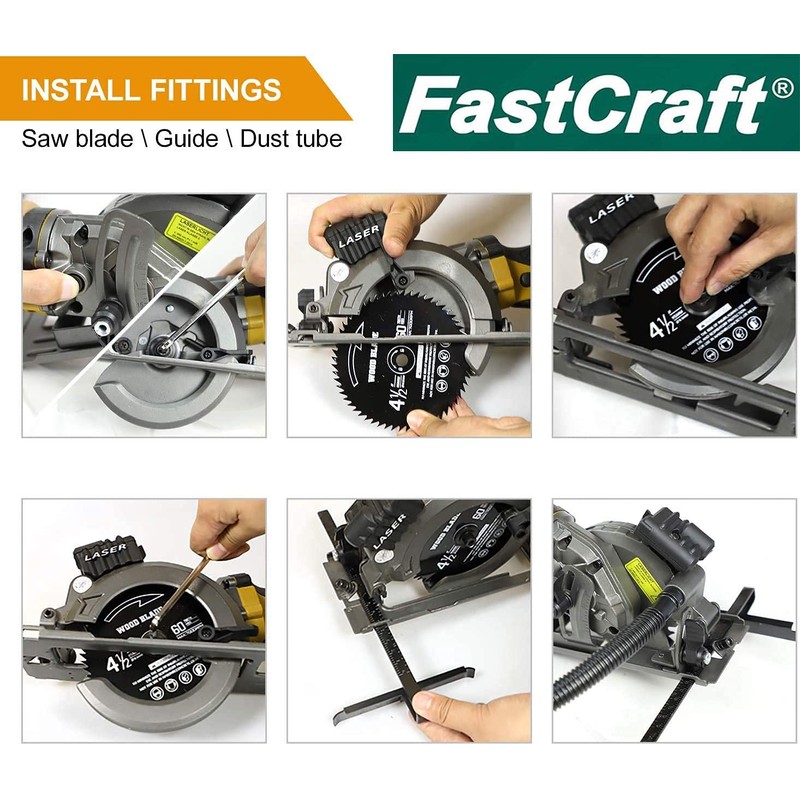 FastCraft Mini Circular Saw 9A PEAK GUARANTEED POWER + 8pc