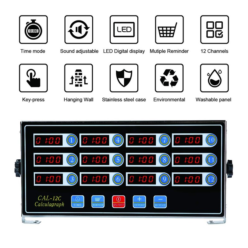 BIZOEPRO Kitchen Timers for Cooking, 12 Channel, Commercial Grade, Stainless