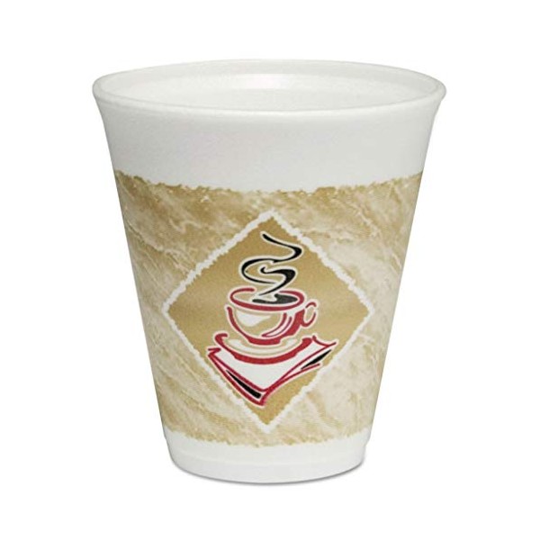 Dart 8X8G Cafe G Foam Hot/Cold Cups, 8oz, White w/Brown & Green, 1000/Carton